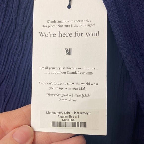 MM. LAFLEUR Montgomery skirt pleat jersey Aegean blue size 4. NWT. - Picture 8 of 12
